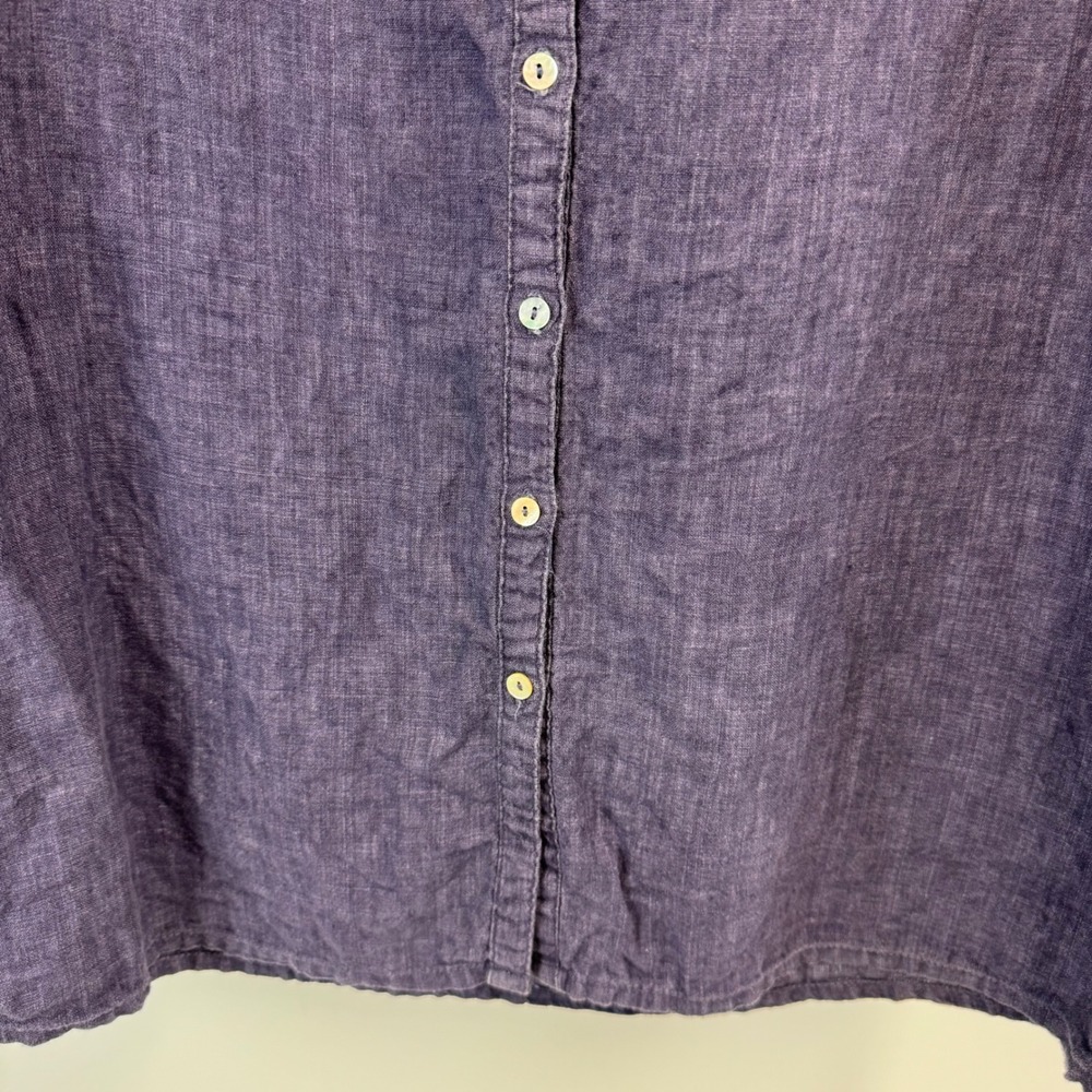 Malvin I Love Linen 100% Linen Shirt Dress Blue Button Front Roll Sleeve Sz L - Picture 4 of 13